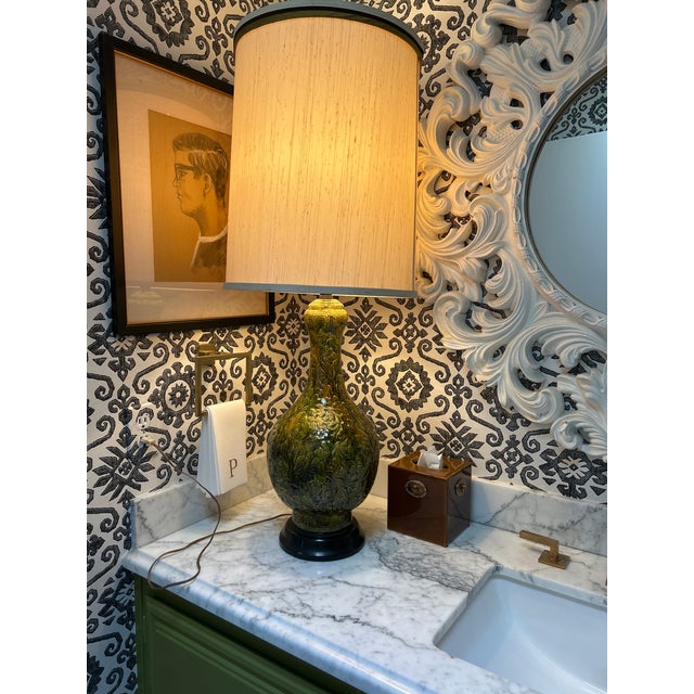 Pair of Tall (41”) Green Vintage Lamps For Sale - Image 12 of 12