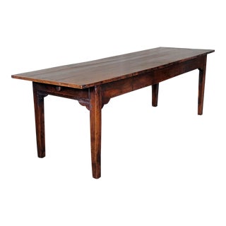 Late 1800s Antique French Farmhouse Dining Table With Divided Drawer - Seats 8-10 For Sale