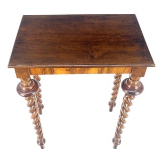 Fine Twisted Rope Carved Turned Solid Rosewood Leg Rectangle Top Lamp Table For Sale