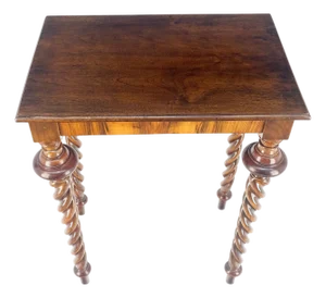 Fine Twisted Rope Carved Turned Solid Rosewood Leg Rectangle Top Lamp Table