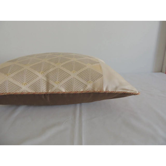 Vintage Gold & Silver Silk Woven Obi Decorative Bolster Pillow For Sale In Tampa - Image 6 of 7