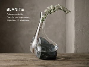 Handblown Crystal Vase With Natural Gobi Desert Stone – One of a Kind Art Glass – Luxury Gift