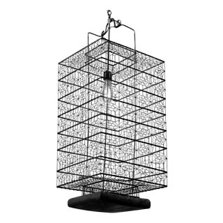 Vintage Industrial Wire Work Square Pendant Light Large For Sale