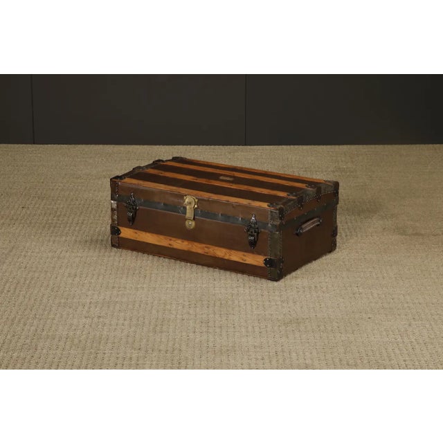 Restored Crouch & Fitzgerald Leather Trunk, C 1920s, Signed For Sale - Image 16 of 18