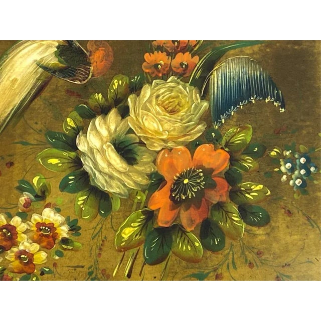 19th Century Hand Painted Tole Tray Top and Bamboo Base Coffee Table For Sale In New York - Image 6 of 12