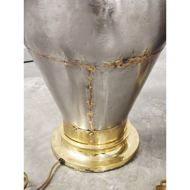 Vintage Handcrafted Metal & Brass Table Lamps-a Pair For Sale - Image 12 of 15