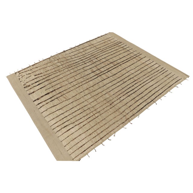 Rug & Kilim Contemporary Moroccan Style Rug in Beige, Brown Stripes by Rug & Kilim For Sale - Image 4 of 7