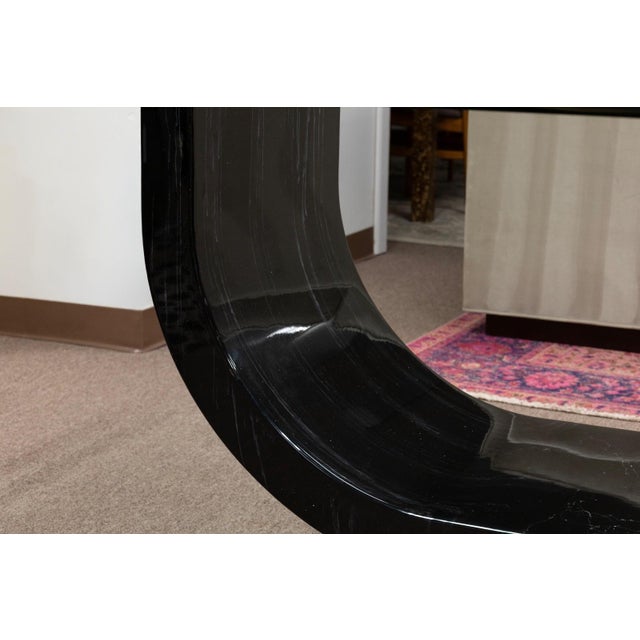 1920s Art Deco Style Black Lacquer Dining Table With Glass Top For Sale - Image 5 of 7