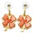 Chanel Vintage White CC Gold Plated Coral Clover Hoop Piercing Earrings - 2 Pieces For Sale