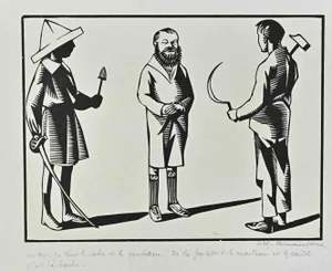 Hermann Paul, The Comparison, Original China Ink Drawing, Early 20th Century