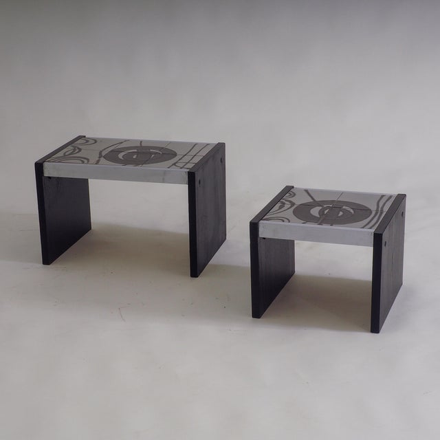 Vintage Tiled Nesting Tables, 1970s, Set of 2 For Sale - Image 12 of 18