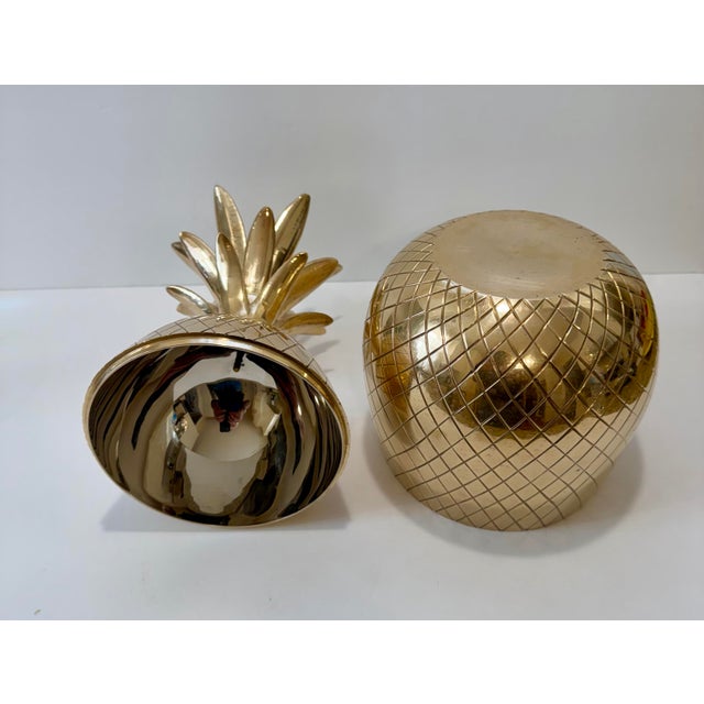 1960s Extra Large Brass Pineapple Ice Bucket, Hollywood Regency Style For Sale - Image 9 of 11