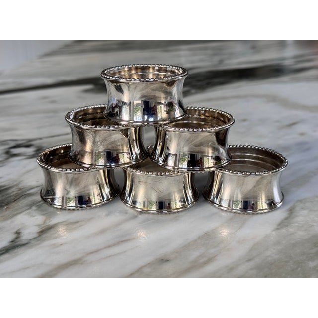 Silver Plated Vintage Napkin Rings - Set of 6 For Sale - Image 9 of 9