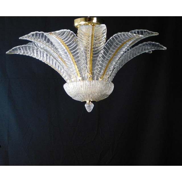 Vintage Palmette Pendant Light in Crystal Glass with Gold Thread, 1985 For Sale - Image 14 of 14