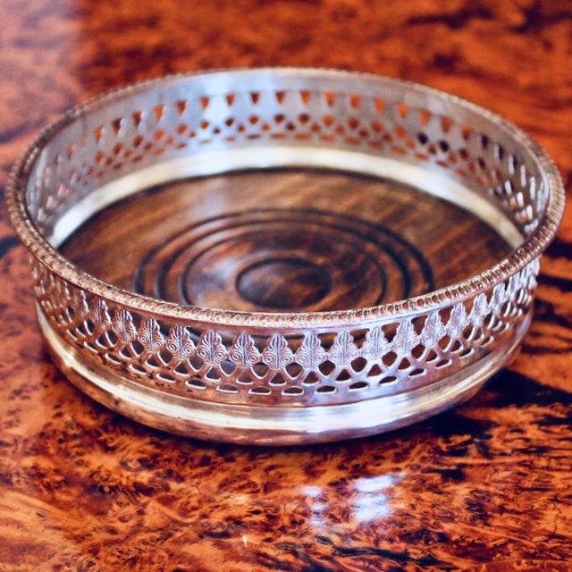 English English Silver on Copper Fret Galleried Wine Coaster For Sale - Image 3 of 7