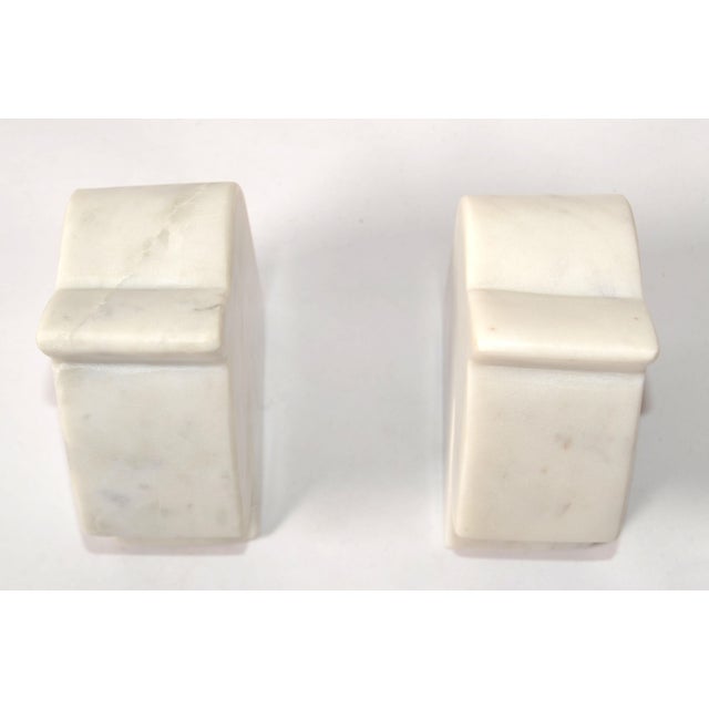 Set of 2 Italian White Carrara Marble Horse Head Shaped Animal Bookends For Sale - Image 9 of 12
