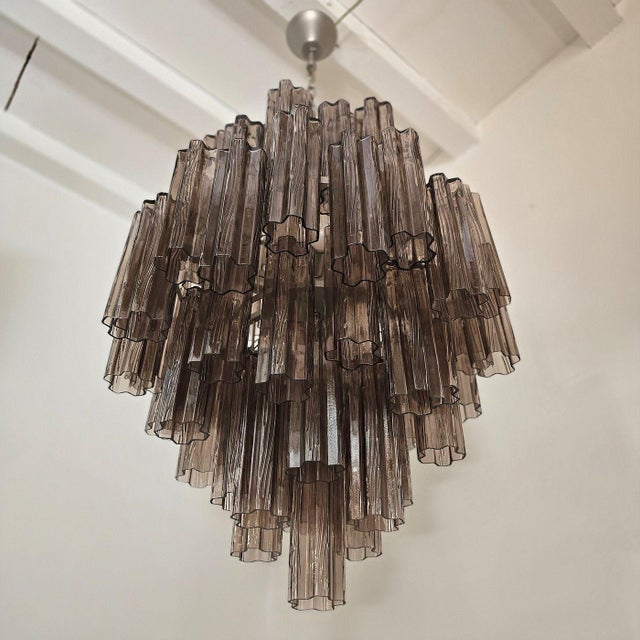 1990s Large Brown Tronchi Murano Glass, Mid Century Chandelier For Sale - Image 9 of 15
