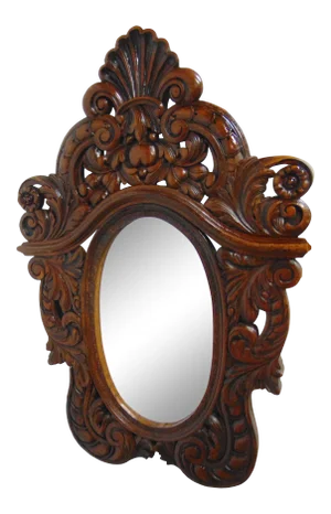 Victorian Rococo Style Carved Walnut Mirror