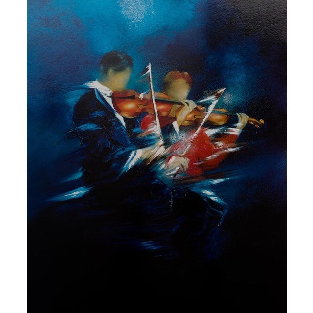 Victor SPAHN (1949) Violin duo concert Original color screen print Signed in pencil Limited edition of 60 copies (the...