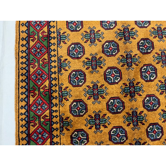 Golden Ochre Tribal Area Rug With Mori Gul Motifs, 3'11" X 5'10" For Sale - Image 14 of 15