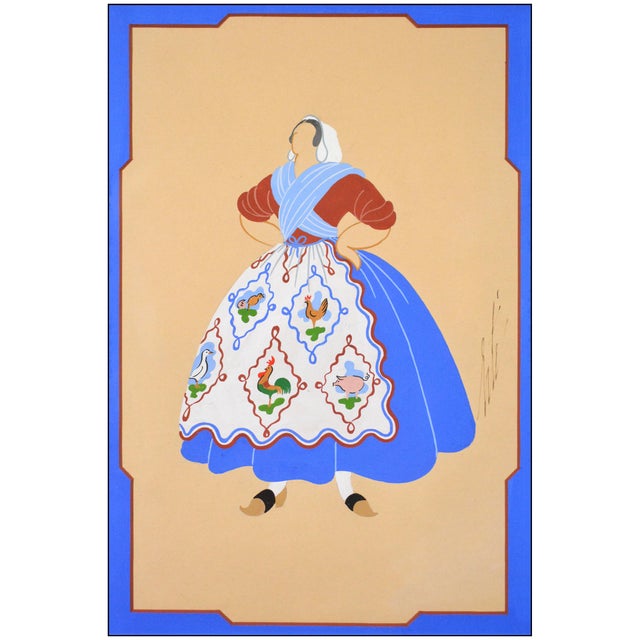Art Deco 1945 Ciboulette Mere Freuse Gouache Erté For Sale - Image 3 of 7