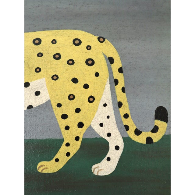 Contemporary 'Golden Leopard' Original Naïve Style Animal Oil Painting by British Artist Matt Rix, Framed For Sale - Image 10 of 12