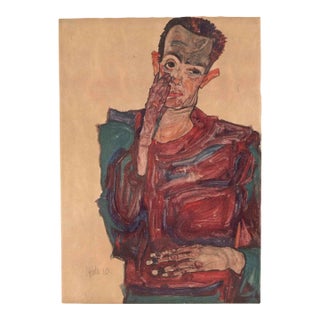 Egon Schiele Lithograph 4 Self Portrait 1968 For Sale