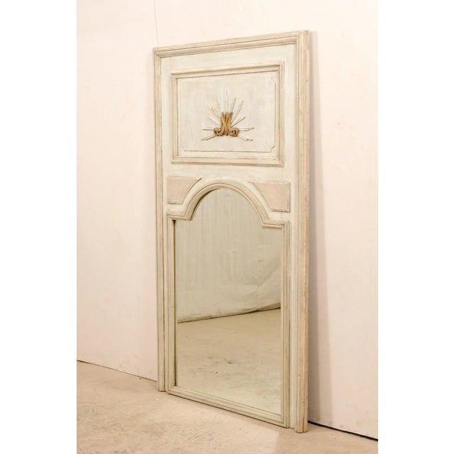 French Tall French 19th Century Painted Wood Trumeau Mirror For Sale - Image 3 of 10