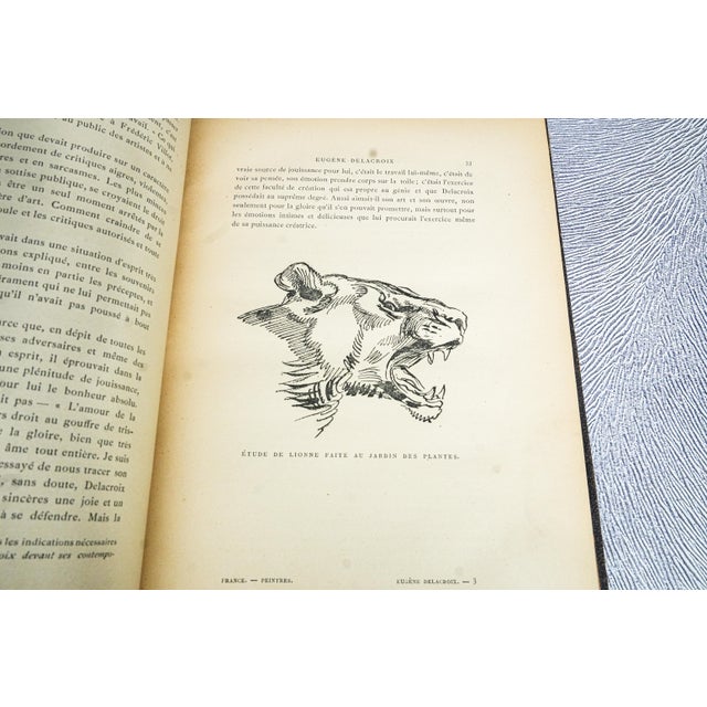Paper Unusual Paris France Presention Antique Leather Art Book Eugène Delacroix French Illustration Engraving For Sale - Image 7 of 13