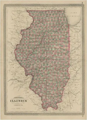 Antique Map of Illinois by Johnson, 1872