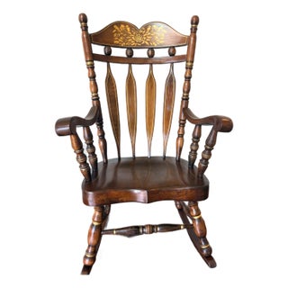 1970 Virginia House Gold Stenciled Colonial Rocking Chair For Sale