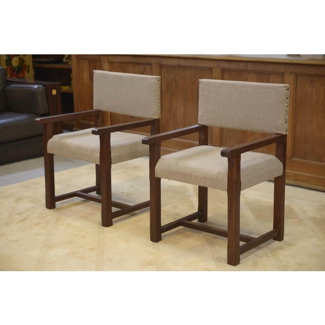 Upholstered Oak Armchairs, 1950s, Set of 2 For Sale - Image 12 of 12
