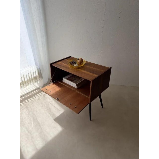 Mid-Century Drop-Front Chest in Walnut with Brass Handles For Sale - Image 13 of 16