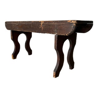Antique Handmade Primitive Wood Bench Stool For Sale