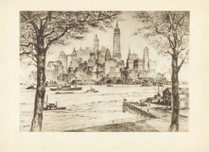 "Metropolis" 1939 New York Etching by Anton Schutz