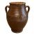 Vintage Rustic European Glazed Double Handle Terra Cotta Chocolate Brown Vase For Sale