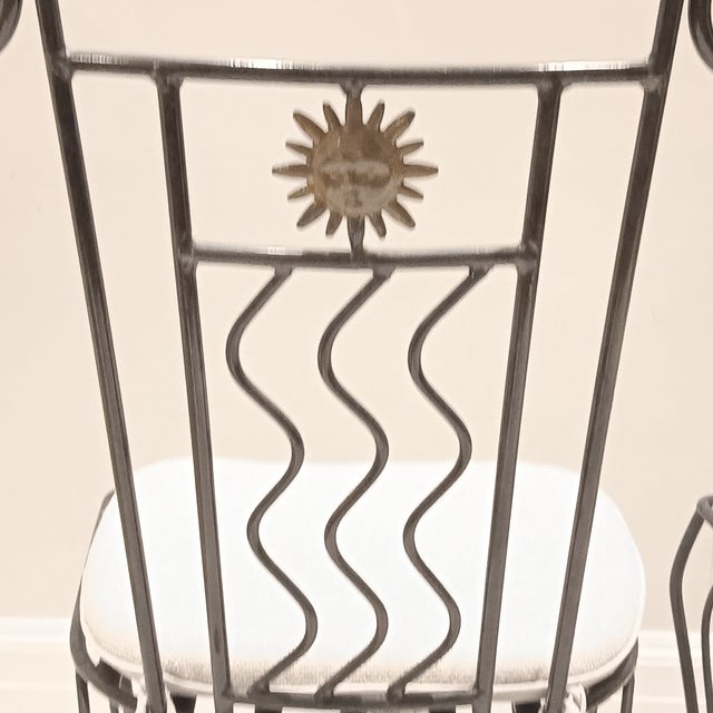 Vintage French Style Wrought Iron Garden Chairs With Sunburst Design, 2 Pieces For Sale - Image 15 of 16