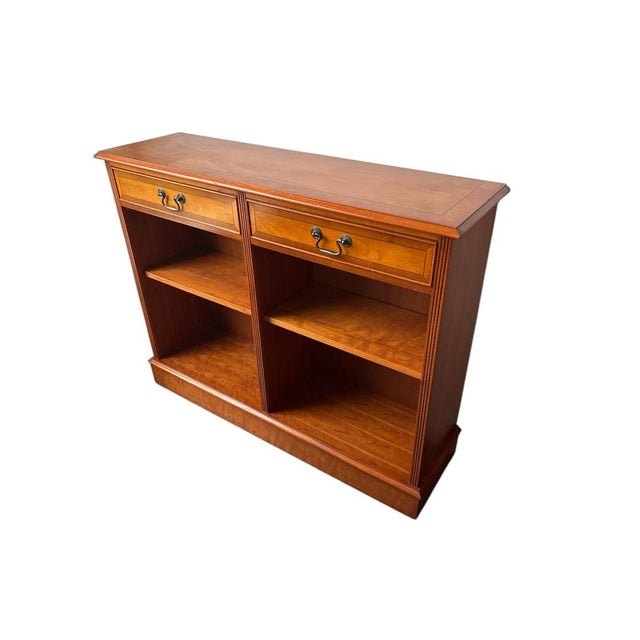 Vintage English Yew Wood Low Bookcase or Sideboard For Sale - Image 4 of 5