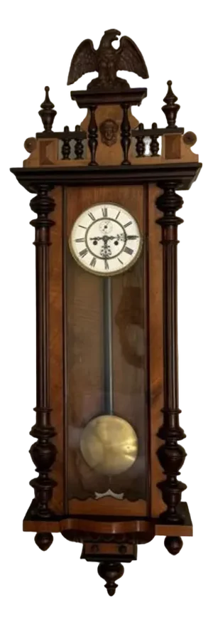Antique Victorian Carved Walnut Vienna Wall Clock, 1880s