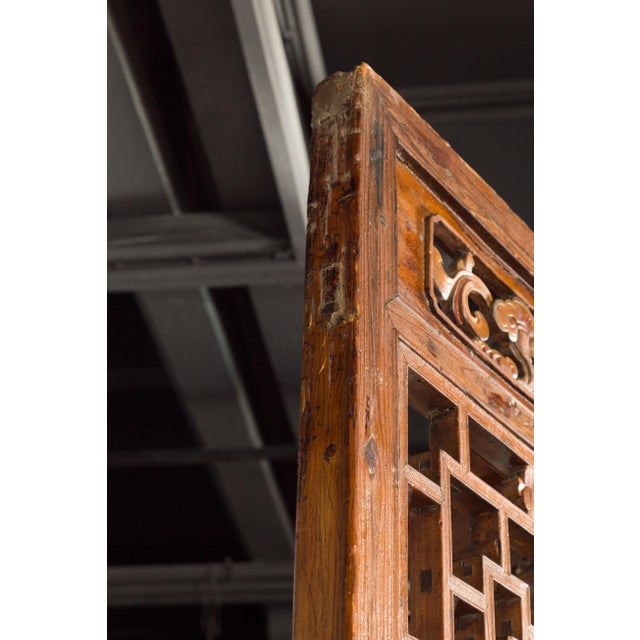 Wood Chinese Qing Dynasty 19th Century Architectural Panels with Fretwork - A Pair For Sale - Image 7 of 12
