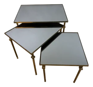 French Brass Nesting Tables, 1960s, Set of 3