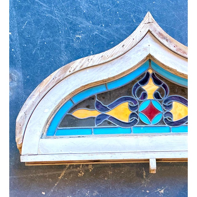 Gothic Vintage Framed Stained Glass Window For Sale - Image 3 of 12