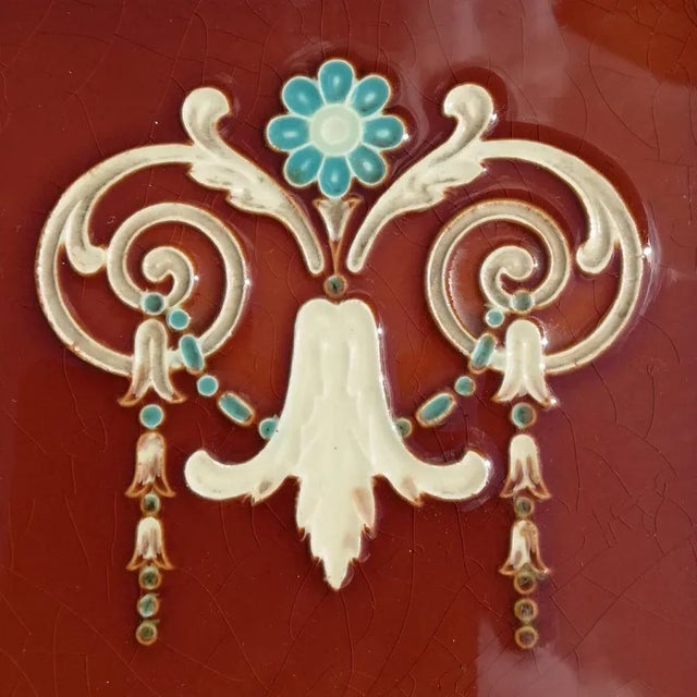 Art Deco Glazed Relief Tile by Gilliot, 1920 For Sale - Image 6 of 12