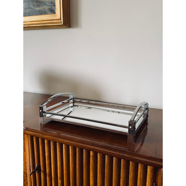 Jacques Adnet, Modernist Mirrored Tray, Maison Adnet, France 1940 /1950 For Sale - Image 4 of 18