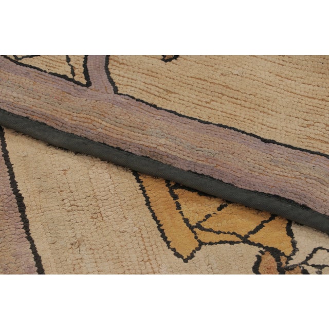 Textile Antique Hooked Rug With Botanical Basket Medallion Design - Rug & Kilim For Sale - Image 7 of 7