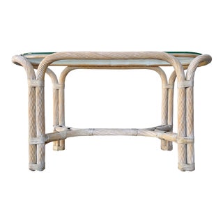 Vintage Braided Twisted Rattan Console /Sofa Table For Sale