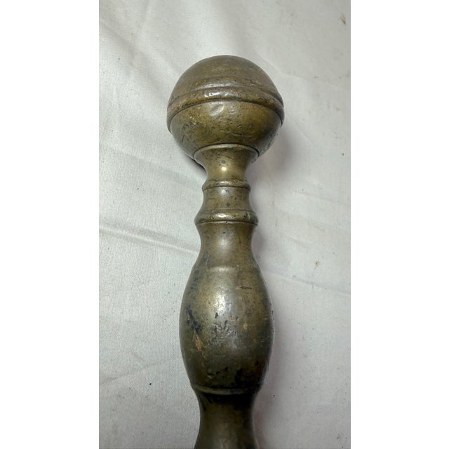 18th Century Antique 18th Century Wrought Iron Turned Brass English Fireplace Shovel Tool 13 For Sale - Image 5 of 9