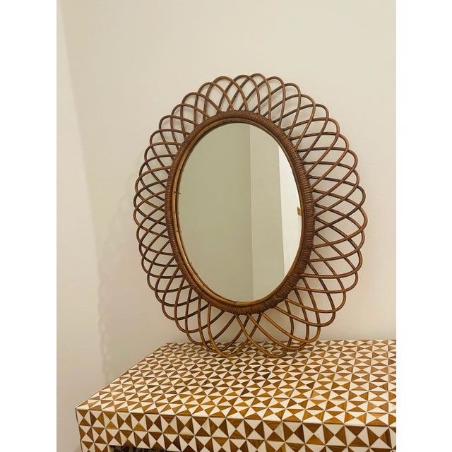 Vintage Franco Albini Bamboo Rattan Mirror With Sash For Sale - Image 15 of 15