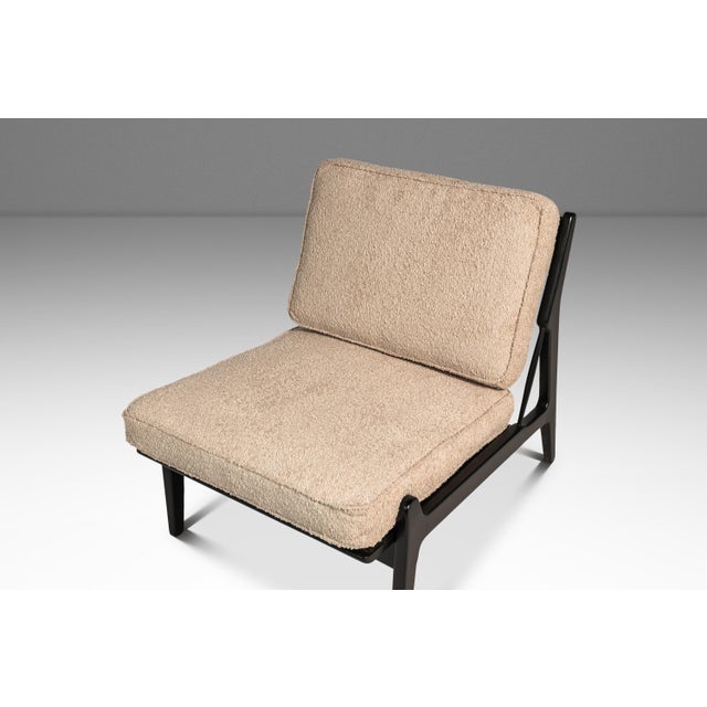 Set of Two (2) Danish Modern Ebonized Lounge Chairs in Bouclé Attributed to Ib Kofod Larsen for Selig, Denmark, C. 1950's For Sale - Image 11 of 18