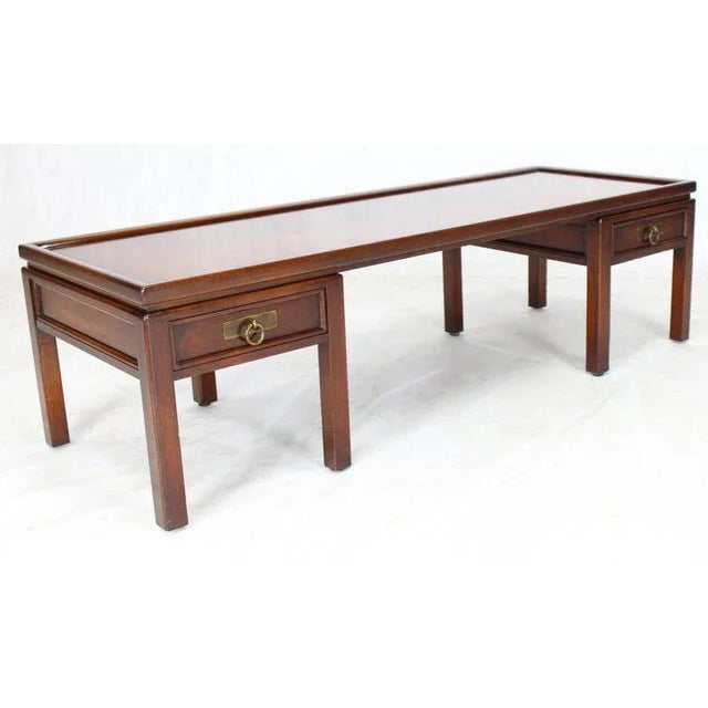 Mid-Century Modern Mid-Century Modern Mahogany Double Pedestal Two Drawers Rectangular Coffee Table For Sale - Image 3 of 9